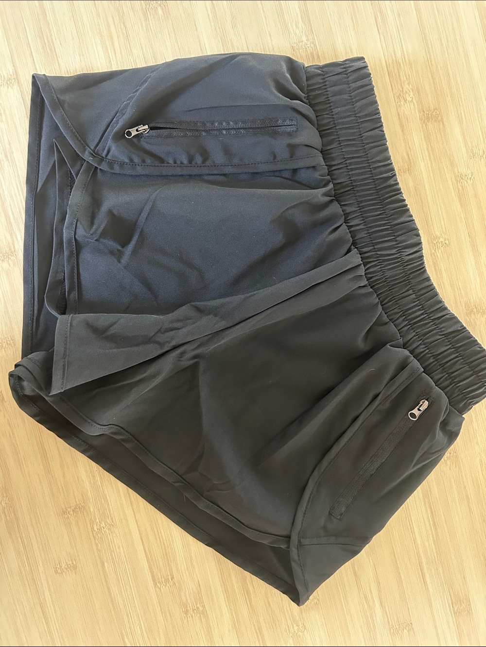 Black Athletic Running Shorts with Zip Pockets